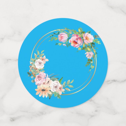 Eleganter Rosa & Gold Blume Wreath Table Confetti Konfetti (Mittel Vorderseite)