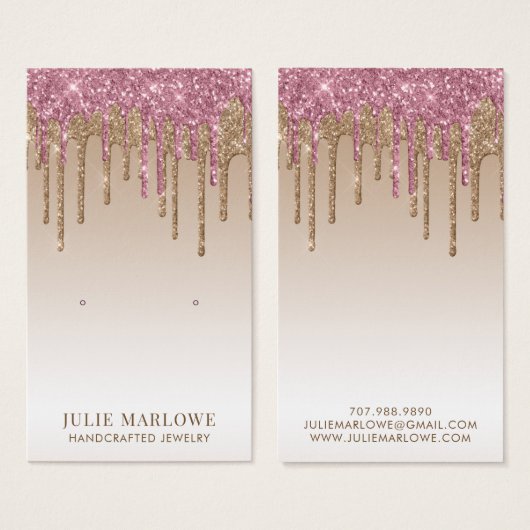 Eleganter Rosa Gold Dripping Glitzer Ohrring Displ (Vorne & Hinten)