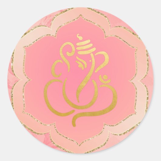 Eleganter rosa Gold Ganesh/indischer Gott Runder Aufkleber (Vorderseite)