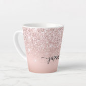 Eleganter rosa Gold Glitter Monogramm Name Milchtasse (Linke Ecke)