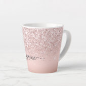 Eleganter rosa Gold Glitter Monogramm Name Milchtasse (Rechte Ecke)