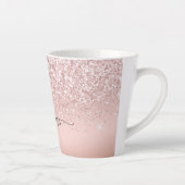 Eleganter rosa Gold Glitter Monogramm Name Milchtasse (Rechts)