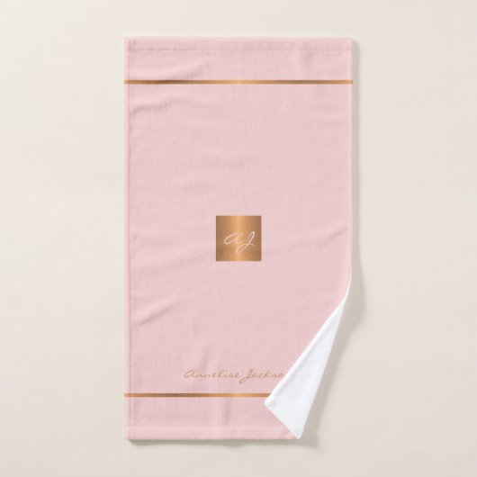 Eleganter, rosa goldfarbener, moderner mit Monogra Handtuch (Handtuch)