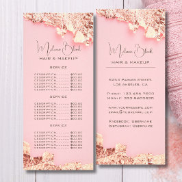 Eleganter Rosa Goldleaf Friseur Schönheitssalon Werbekarte
