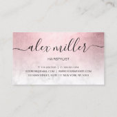 Eleganter Rosa-Goldmarmor-Haarstylist Visitenkarte (Rückseite)