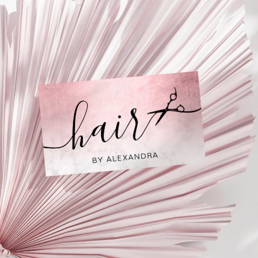 Eleganter Rosa-Goldmarmor-Haarstylist Visitenkarte