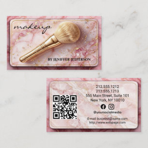 Eleganter rosa Goldmarmor-Makeup-Artist- QR-Code Visitenkarte