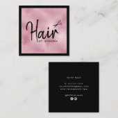 Eleganter Rosa Goldschere Quadratische Visitenkarte (Vorne/Hinten)