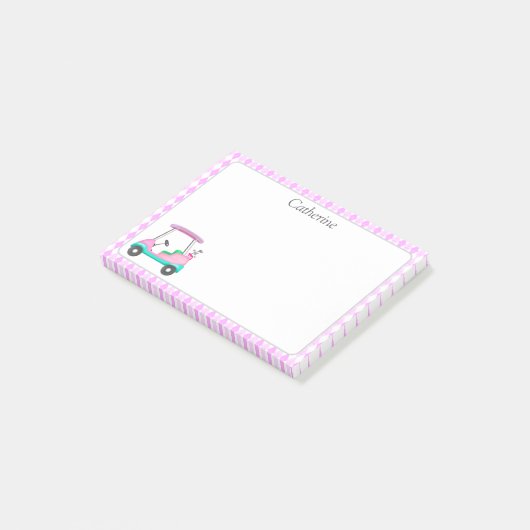 Eleganter Rosa Golf Warenkorb Name Post-it Klebezettel (angewinkelt)