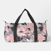 Eleganter rosa, graue, florale Muster Personalisie Duffle Bag (Vorderseite)