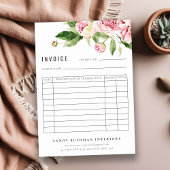 Eleganter rosa grüner Peony Floral Rechnungseingan Mitteilungskarte