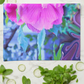 Eleganter Rosa Hibiskus Blume mit Aqua Foliage Geschirrtuch (Gefaltet)