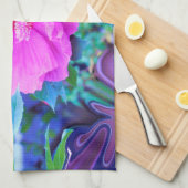 Eleganter Rosa Hibiskus Blume mit Aqua Foliage Geschirrtuch (Viertel Falte)