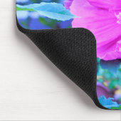 Eleganter Rosa Hibiskus Blume mit Aqua Foliage Mousepad (Ecke)