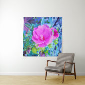 Eleganter rosa Hibiskus mit Wavy Blue Foliage Wandteppich (Beispiel (Horizontal))