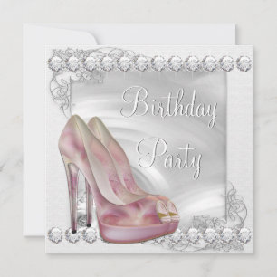 Eleganter rosa High Heel Schuh Geburtstagsfeier Einladung