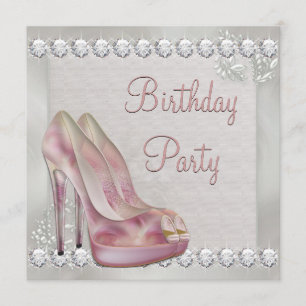 Eleganter rosa High Heel Schuh Geburtstagsfeier Einladung