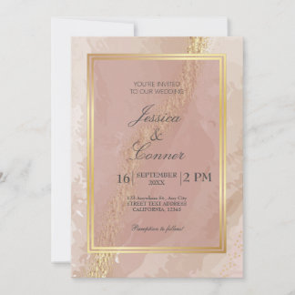 Eleganter rosa Hochzeitgold Marmor Einladung