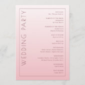Eleganter rosa Hochzeitsablauf Programm (Rückseite)