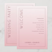 Eleganter rosa Hochzeitsablauf Programm (Vorne/Hinten)