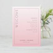 Eleganter rosa Hochzeitsablauf Programm (Stehend Vorderseite)