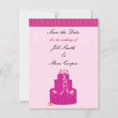 Eleganter rosa Hochzeitstorte Save the Date (Vorderseite)