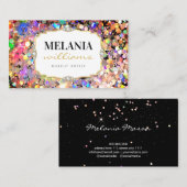 Eleganter rosa holografischer Glitzer Makeup Artis Visitenkarte (Vorne/Hinten)