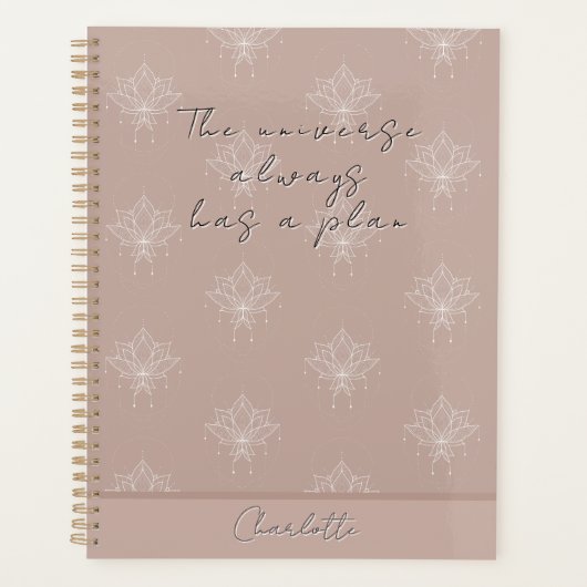Eleganter, rosa Hübscher, floraler Lotus Universe Planer (Vorderseite)