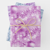 Eleganter Rosa Ice Blue und Violet Weihnachtsball Geschenkpapier Set (Beispiel)