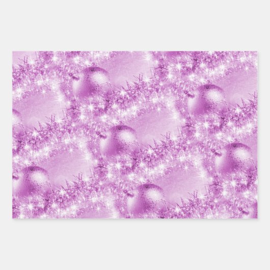 Eleganter Rosa Ice Blue und Violet Weihnachtsball Geschenkpapier Set (Vorderseite)