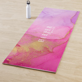 Eleganter rosa Individuelle Name Yoga Mat Yogamatte