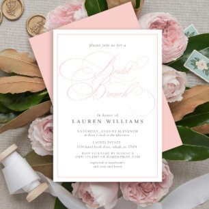 Eleganter rosa Kalligraphie Formal Bridal Brunch Einladung
