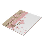 Eleganter rosa Kirschblütenzweig Fliese (Seite)