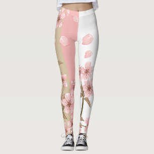 Eleganter rosa Kirschblütenzweig Leggings