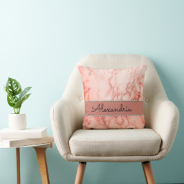 Eleganter rosa Korallenmarmor Personalisiert Kissen