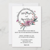 Eleganter, rosa Kranz, botanische Blumenhochzeit Einladung (Vorderseite)