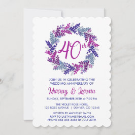 Eleganter rosa Kraut 40. Hochzeitstag Einladung