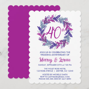 Eleganter rosa Kraut 40. Hochzeitstag Einladung