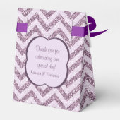 Eleganter rosa Lavendel Imitats Glitzer Zickzack Geschenkschachtel (Rückseite)