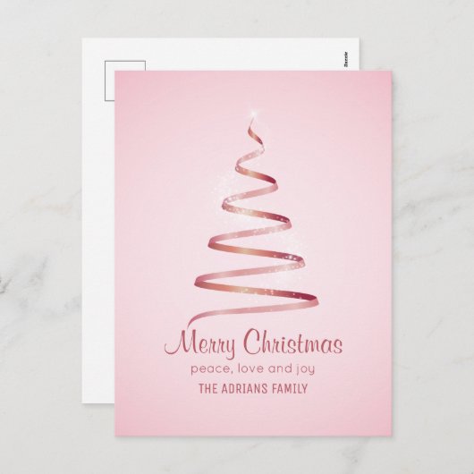 Eleganter Rosa Lesebristma Feiertagspostkarte (Vorne/Hinten)