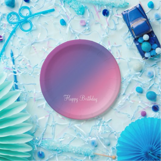 eleganter rosa lila-blauer Farbverlauf Pappteller (Party)