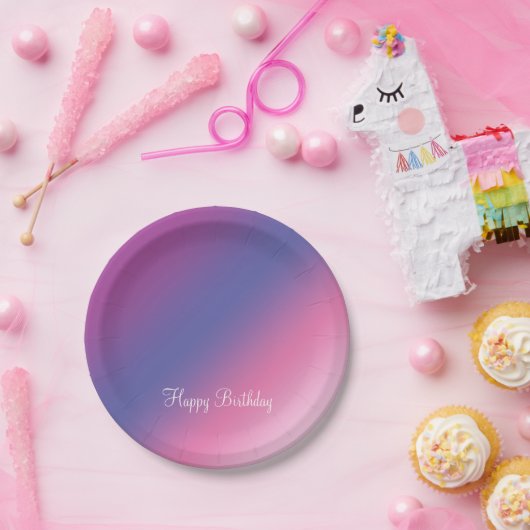 eleganter rosa lila-blauer Farbverlauf Pappteller (Party)