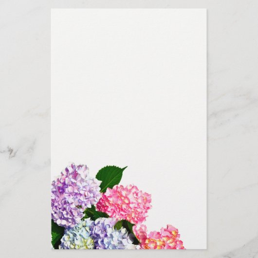 Eleganter, rosa, lila-blauer Hydrangea-Bouquet Briefpapier (Vorderseite)