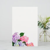Eleganter, rosa, lila-blauer Hydrangea-Bouquet Briefpapier (Stehend Vorderseite)