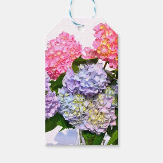 Eleganter, rosa, lila-blauer Hydrangea-Bouquet Geschenkanhänger (Vorderseite)