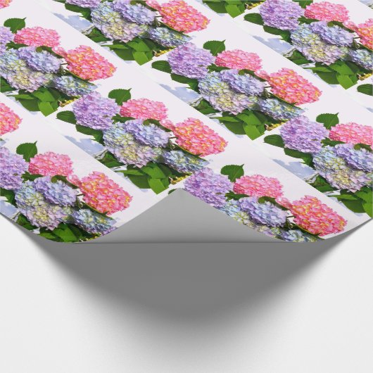 Eleganter, rosa, lila-blauer Hydrangea-Bouquet Geschenkpapier (Ecke)