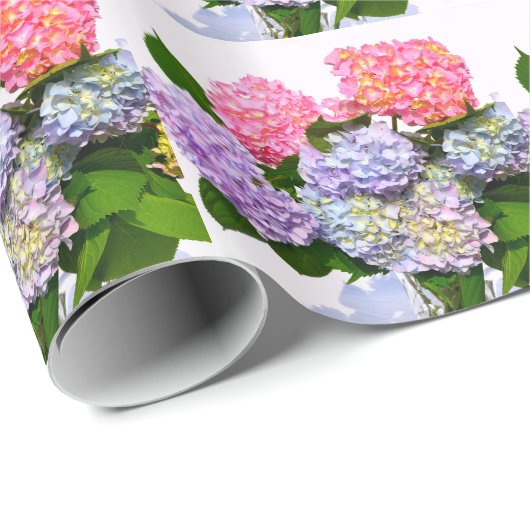 Eleganter, rosa, lila-blauer Hydrangea-Bouquet Geschenkpapier (Rolleneckpunkt)