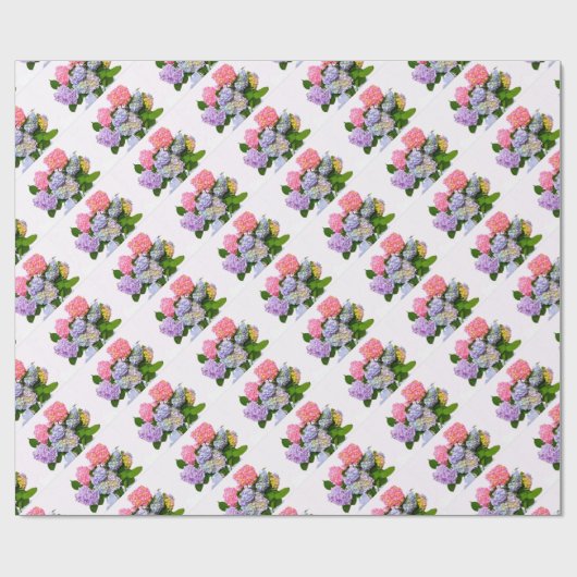 Eleganter, rosa, lila-blauer Hydrangea-Bouquet Geschenkpapier (Flach)