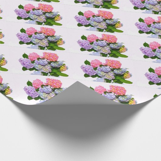Eleganter, rosa, lila-blauer Hydrangea-Bouquet Geschenkpapier (Ecke)