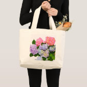 Eleganter, rosa, lila-blauer Hydrangea-Bouquet Jumbo Stoffbeutel (Vorderseite (Produkt))